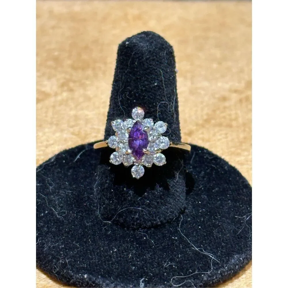 Beautiful faux amythyst and diamond ring